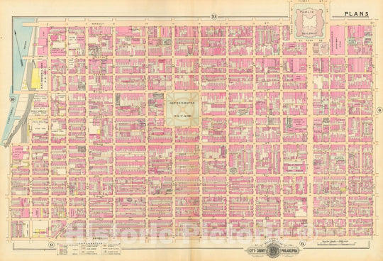 Historic Map : Baist's Property Atlas of Philadelphia, Philadelphia 1895 Plate 005 , Vintage Wall Art