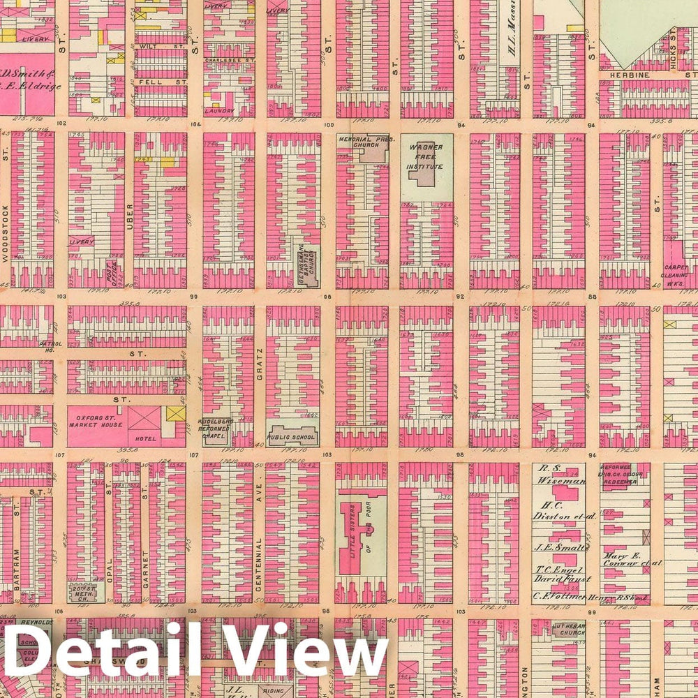 Historic Map : Baist's Property Atlas of Philadelphia, Philadelphia 1895 Plate 024 , Vintage Wall Art