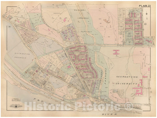 Historic Map : Atlas of Washington D.C. Volume 3 (Outer NW), Georgetown & Washington 1937 Plate 023 , Vintage Wall Art