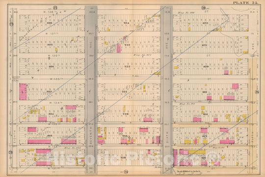 Historic Map : Atlas City of New York, Vol 2 ... 12th Ward, 2nd Ed., Manhattan 1884 Plate 025 , Vintage Wall Art