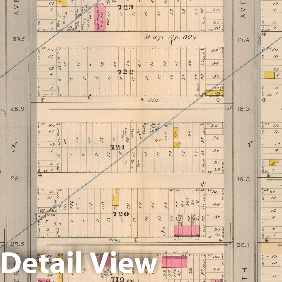 Historic Map : Atlas City of New York, Vol 2 ... 12th Ward, 2nd Ed., Manhattan 1884 Plate 025 , Vintage Wall Art