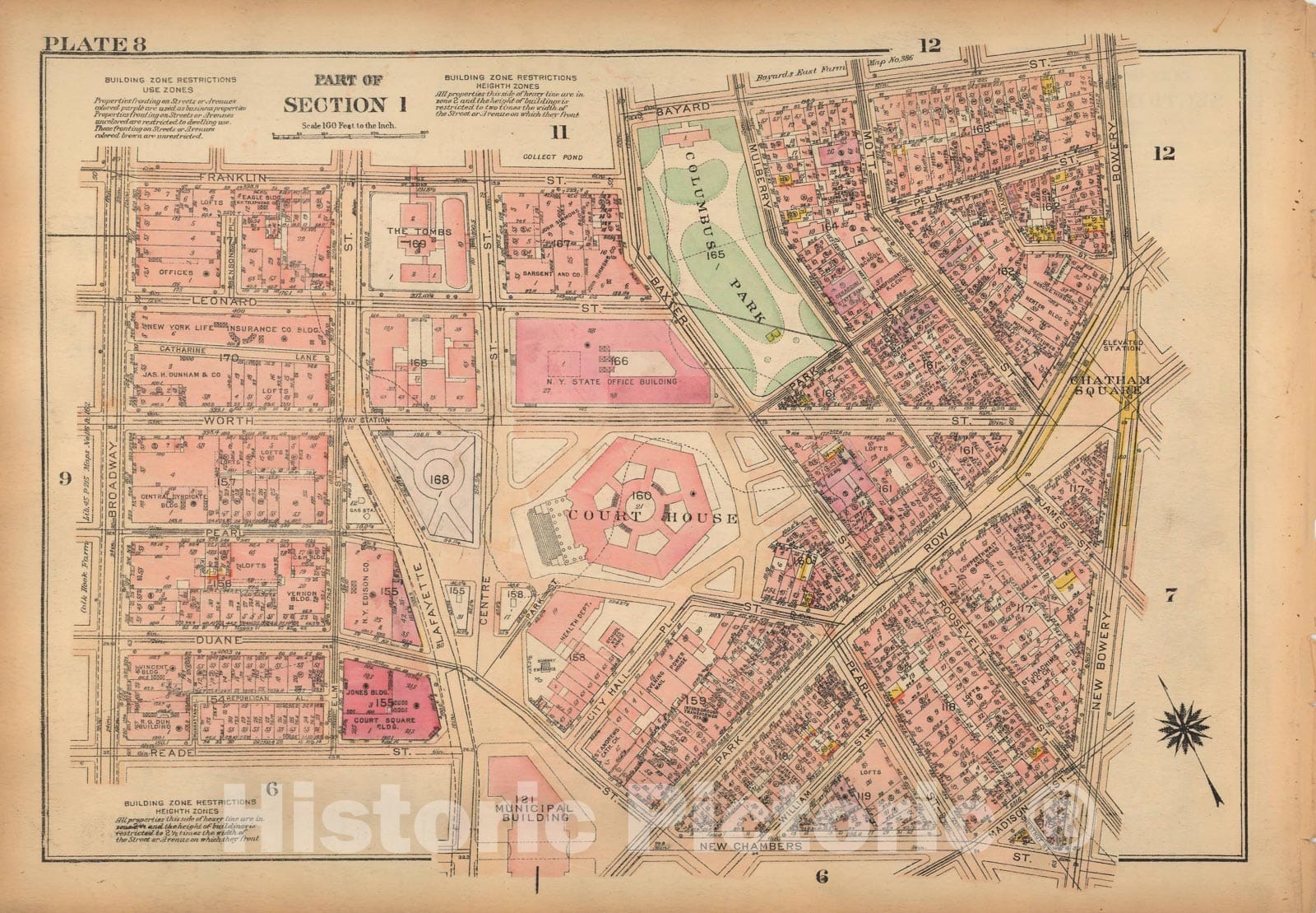 Historic Map : Land Book of the Borough of Manhattan, City of NY, Manhattan 1925 Plate 008 , Vintage Wall Art