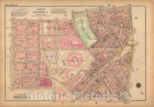 Historic Map : Land Book of the Borough of Manhattan, City of NY, Manhattan 1925 Plate 008 , Vintage Wall Art