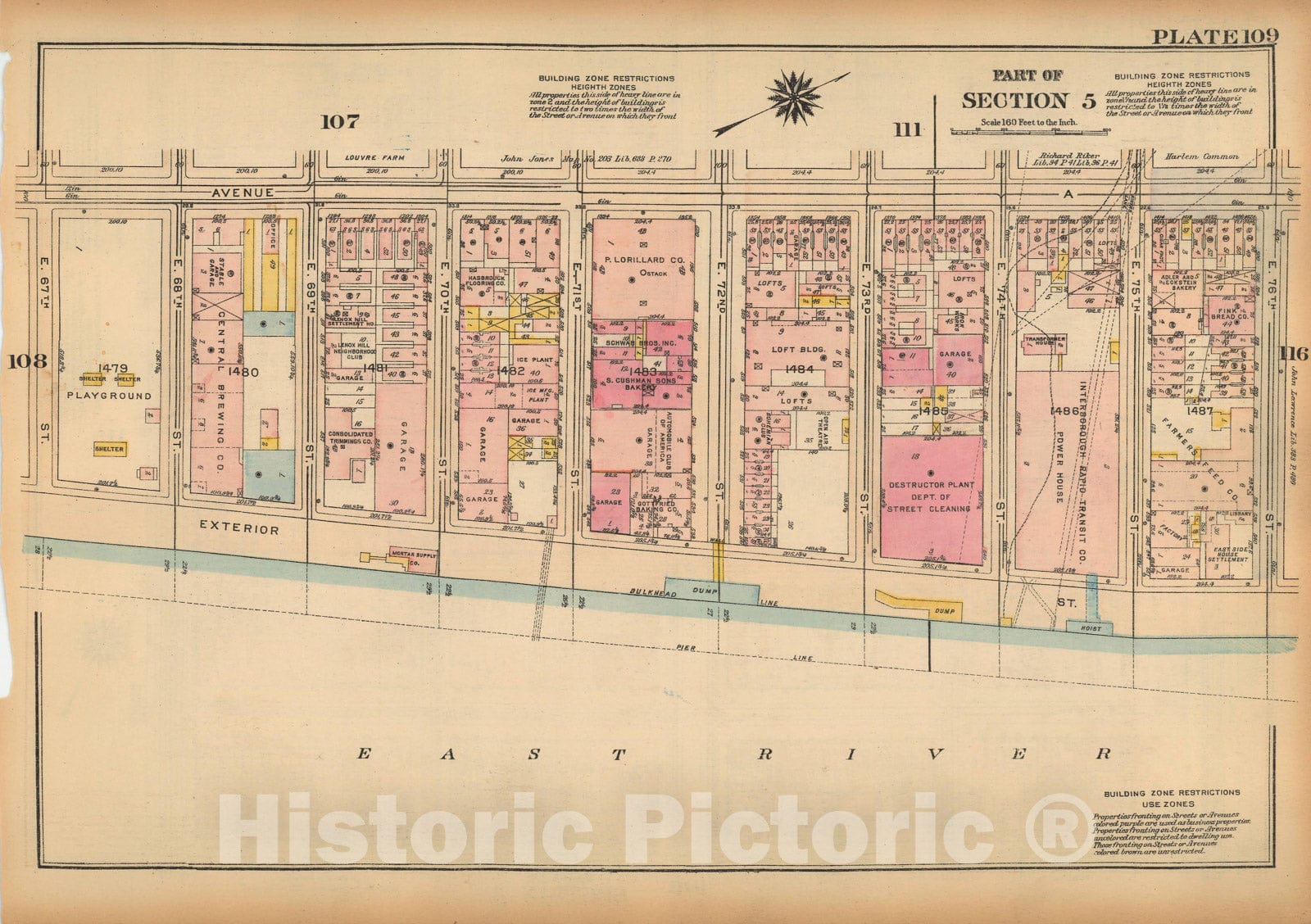 Historic Map : Land Book of the Borough of Manhattan, City of NY, Manhattan 1925 Plate 109 , Vintage Wall Art