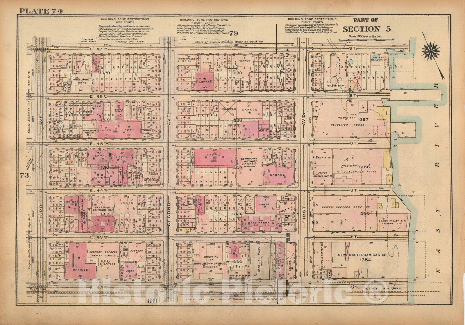 Historic Map : Land Book of the Borough of Manhattan, City of NY, Manhattan 1925 Plate 074 , Vintage Wall Art