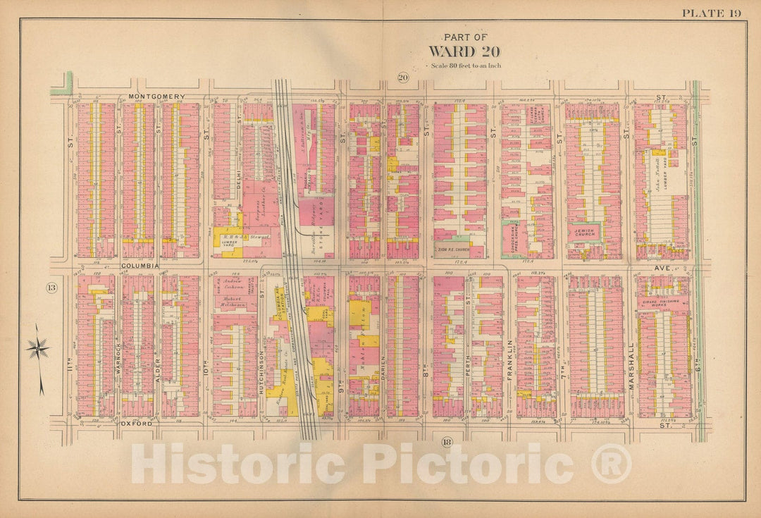 Historic Map : Philadelphia 1907 Plate 019 , Atlas 20th and 29th Wards of the City of Philadelphia , Vintage Wall Art