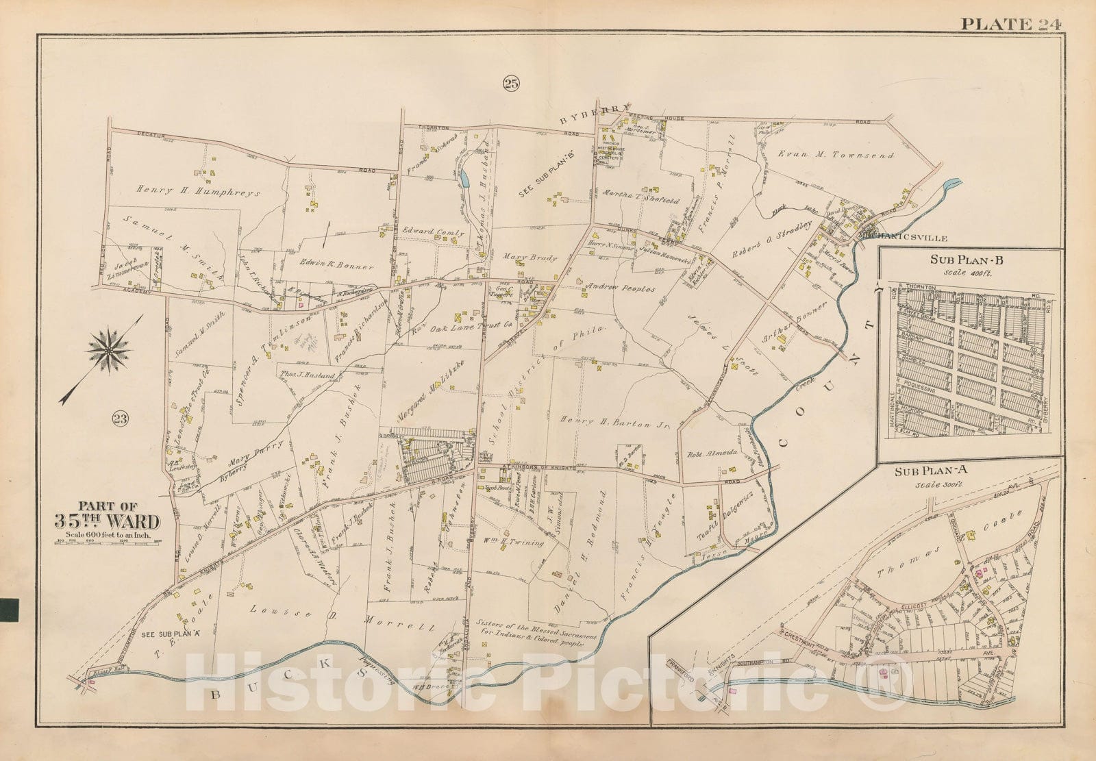 Historic Map : Atlas City of Philadelphia 35th Ward, Philadelphia 1927 Plate 024 , Vintage Wall Art