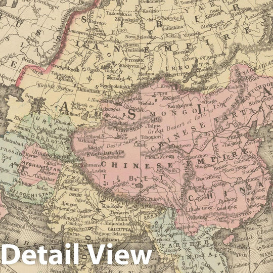 Historic Map : Asia 1882 , Mitchell's New General Atlas , Vintage Wall Art