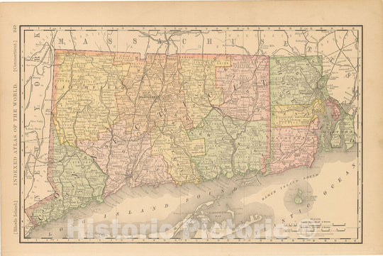 Historic Map : United States Maps, Connecticut 1894 , Vintage Wall Art