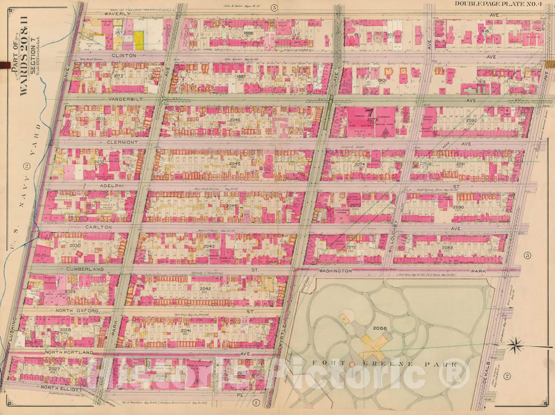 Historic Map : Brooklyn 1904 Plate 004 , Atlas Borough of Brooklyn , Vintage Wall Art