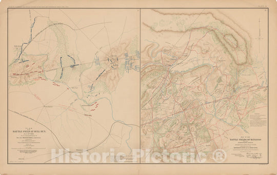 Historic Map : Civil War Atlas of the Union and Confederate Armies, Battles in Virginia 1895 , v2, Vintage Wall Art