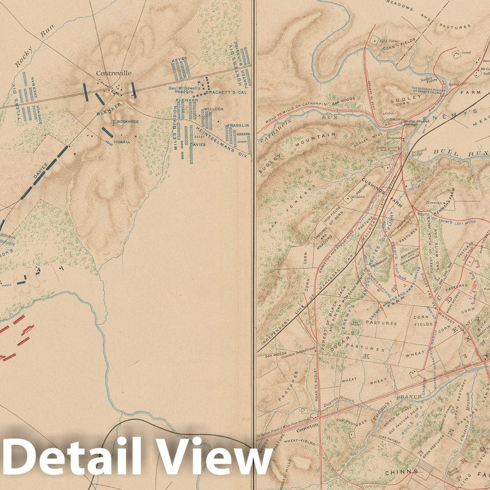 Historic Map : Civil War Atlas of the Union and Confederate Armies, Battles in Virginia 1895 , v2, Vintage Wall Art