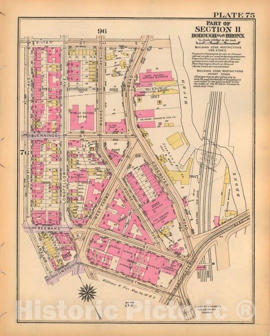 Historic Map : Borough of The Bronx, Sections 9-13, The Bronx 1928 Plate 075 , Vintage Wall Art