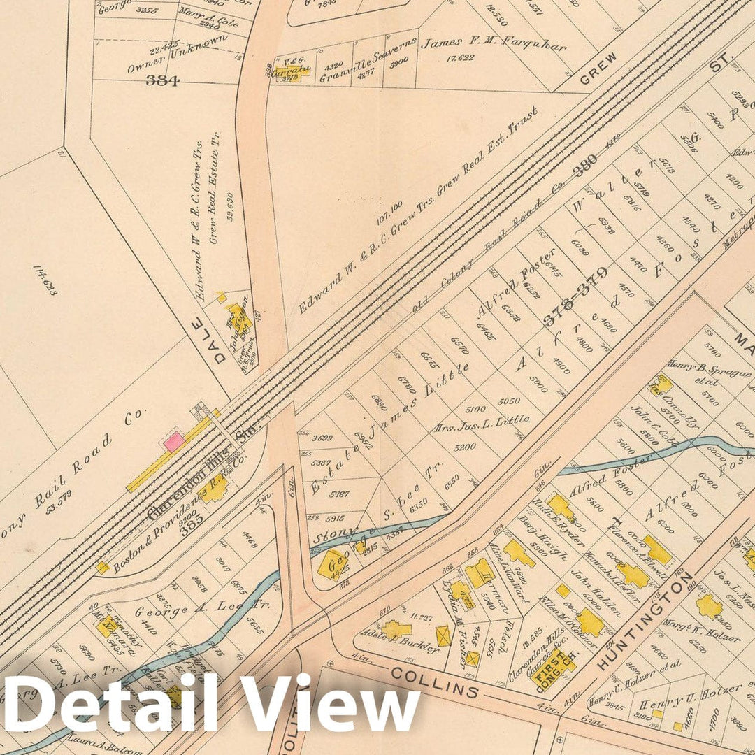 Historic Map : Atlas City of Boston Ward 26 Hyde Park, Hyde Park 1912 Plate 013 , Vintage Wall Art