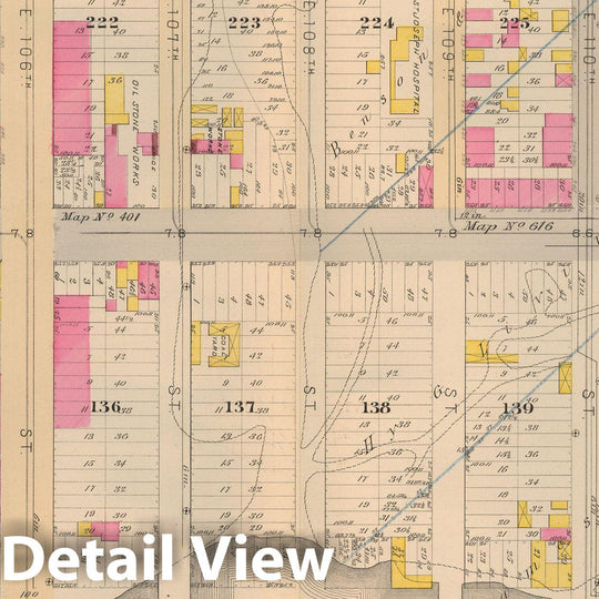 Historic Map : Atlas City of New York, Vol 2 ... 12th Ward, 2nd Ed., Manhattan 1884 Plate 007 , Vintage Wall Art