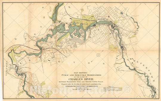 Historic Map : Newton, Newton & Waltham & Watertown & Wellesley 1896 , Nirenstein's National Preferred Real Estate Locations of Business Properties , Vintage Wall Art