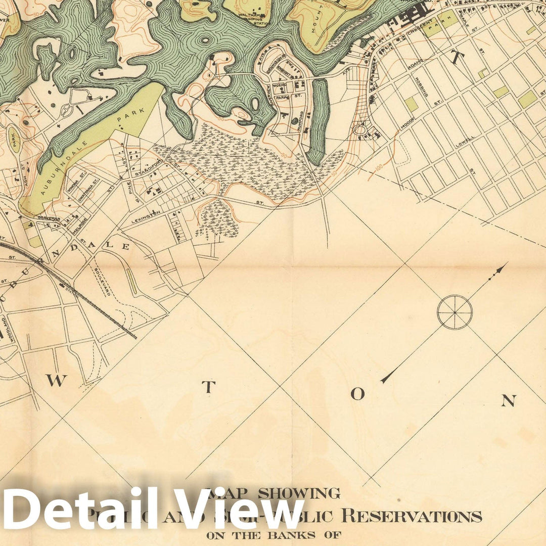 Historic Map : Newton, Newton & Waltham & Watertown & Wellesley 1896 , Nirenstein's National Preferred Real Estate Locations of Business Properties , Vintage Wall Art