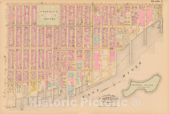 Historic Map : Manhattan & New York City 1885 Plate 007 , Robinson's Atlas City of New York , Vintage Wall Art