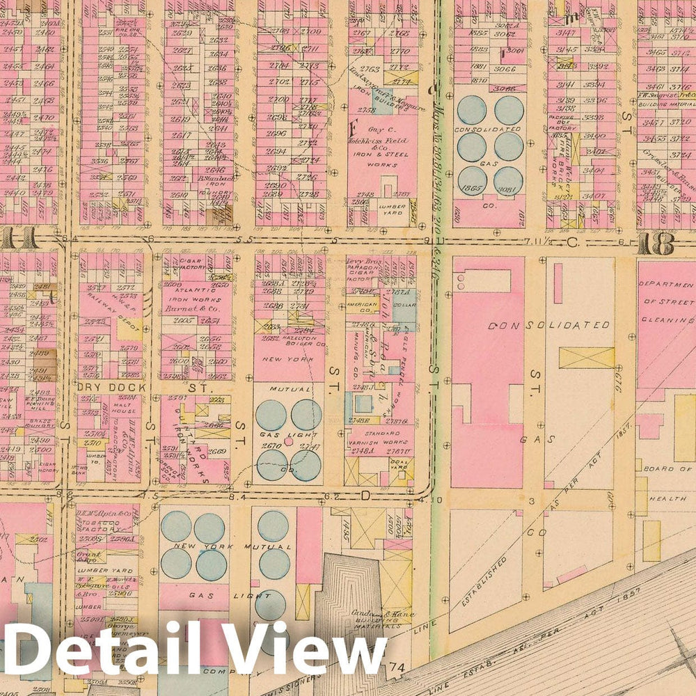 Historic Map : Manhattan & New York City 1885 Plate 007 , Robinson's Atlas City of New York , Vintage Wall Art