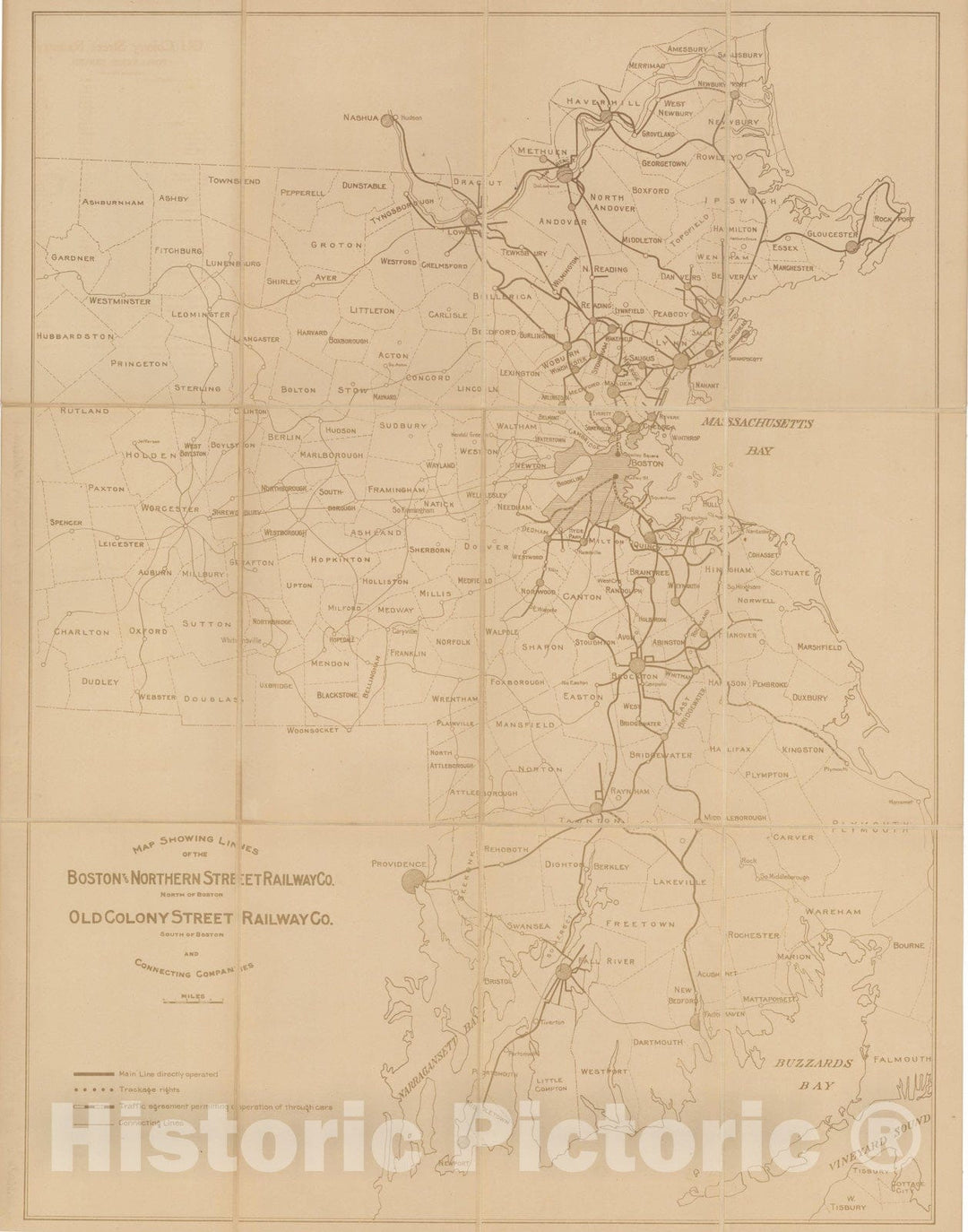 Historic Map : Boston & Northern and Old Colony Street Ry Co's 1905 Transit Railroad Catography , Vintage Wall Art