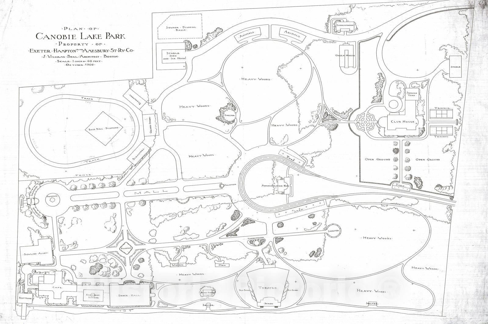 Historic Map : Salem, Plan of Canobie Lake Park 1902 , Vintage Wall Art