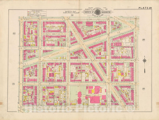 Historic Map : Atlas of Washington D.C. Volume 2 (NE, SE, SW), Washington 1928 Plate 029 , Vintage Wall Art