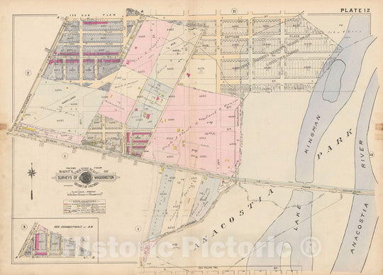 Historic Map : Atlas of Washington D.C. Volume 4 (NE, SE), Washington 1927 Plate 012 , Vintage Wall Art