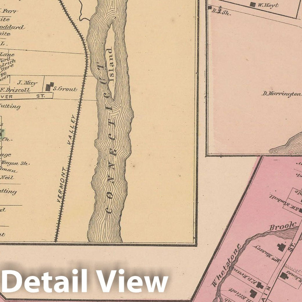 Historic Map : Atlas of Windham County, VT, Brattleboro & Wardsboro & Westminster 1869 , Vintage Wall Art