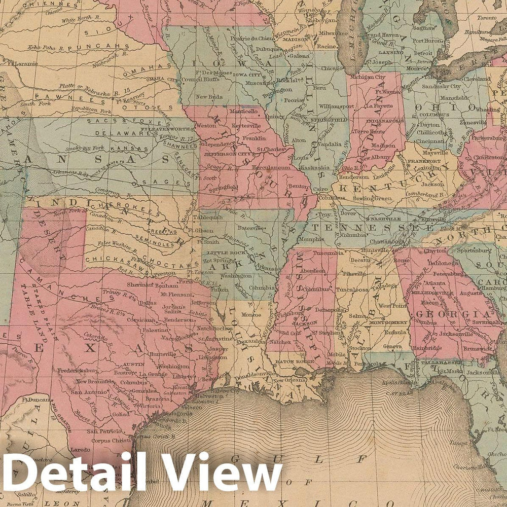 Historic Map : McNally's Improved System of Geography, United States 1856 , Vintage Wall Art