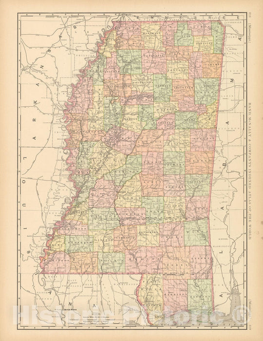 Historic Map : United States Maps, Mississippi 1894 , Vintage Wall Art