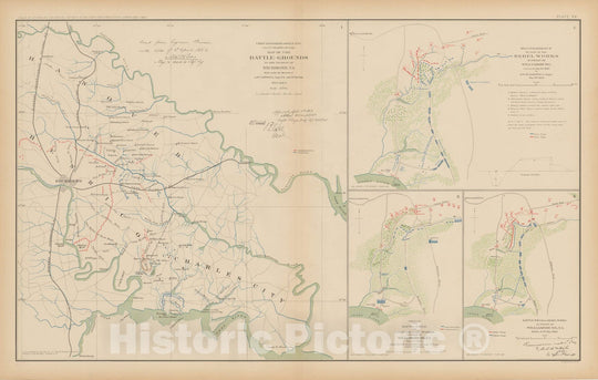 Historic Map : Civil War Atlas of the Union and Confederate Armies, Battles in Virginia 1895 , Vintage Wall Art