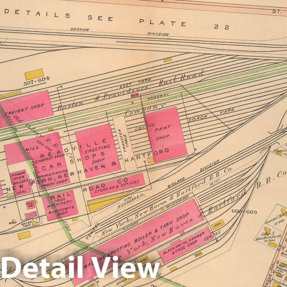 Historic Map : Atlas City of Boston Ward 26 Hyde Park, Hyde Park 1912 Plate 025 , Vintage Wall Art