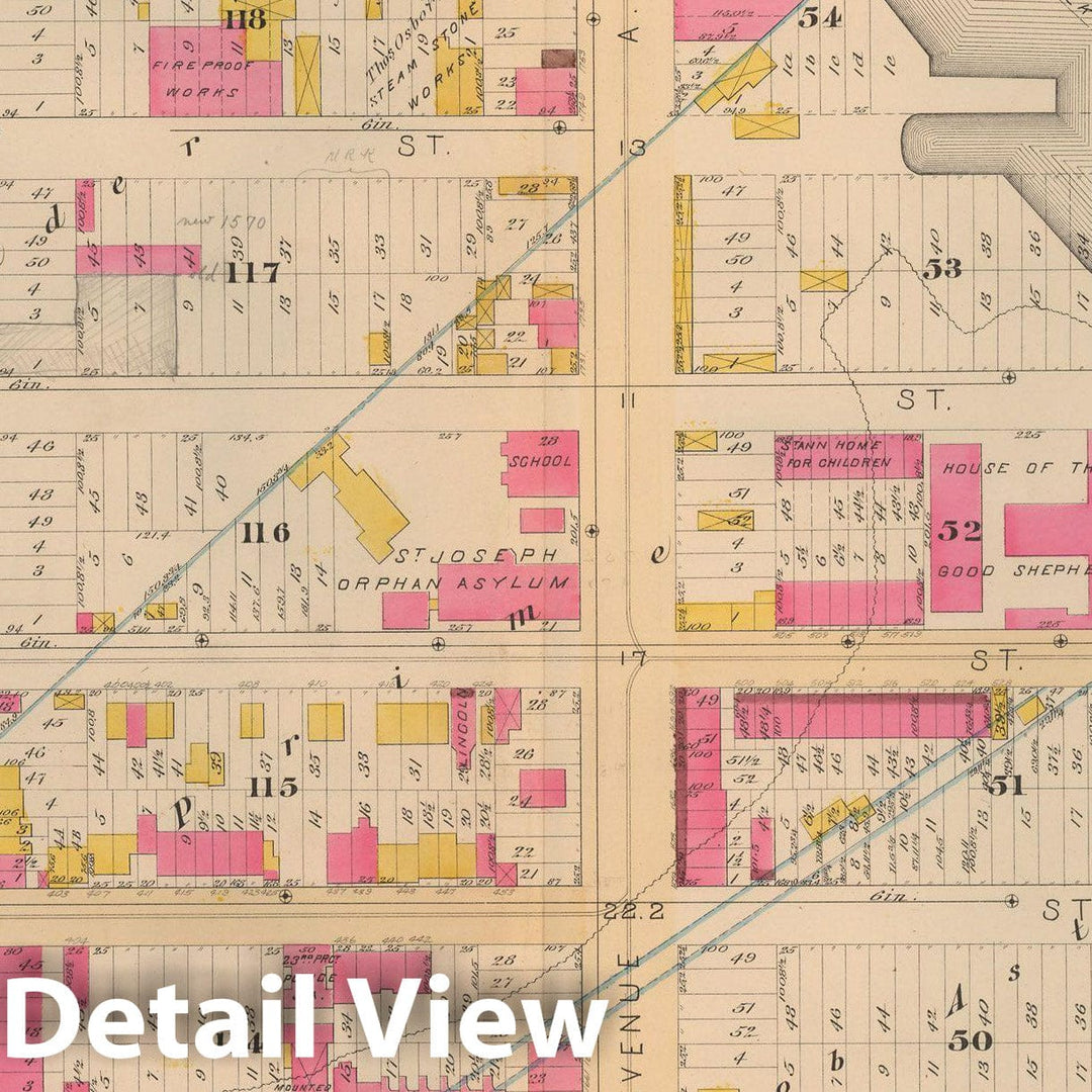 Historic Map : Atlas City of New York, Vol 2 ... 12th Ward, 2nd Ed., Manhattan 1884 Plate 001 , Vintage Wall Art