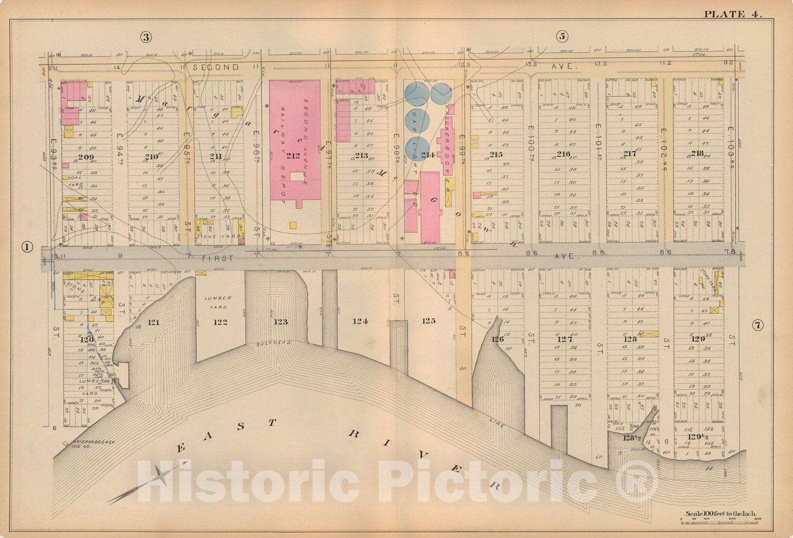 Historic Map : Atlas City of New York, Vol 2 ... 12th Ward, 2nd Ed., Manhattan 1884 Plate 004 , Vintage Wall Art