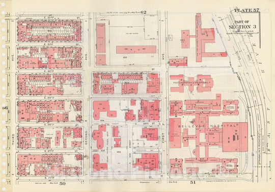 Historic Map : Manhattan Land Book 1955 - Updated Through Nov 7th, New York City 1975 Plate 057 , Vintage Wall Art