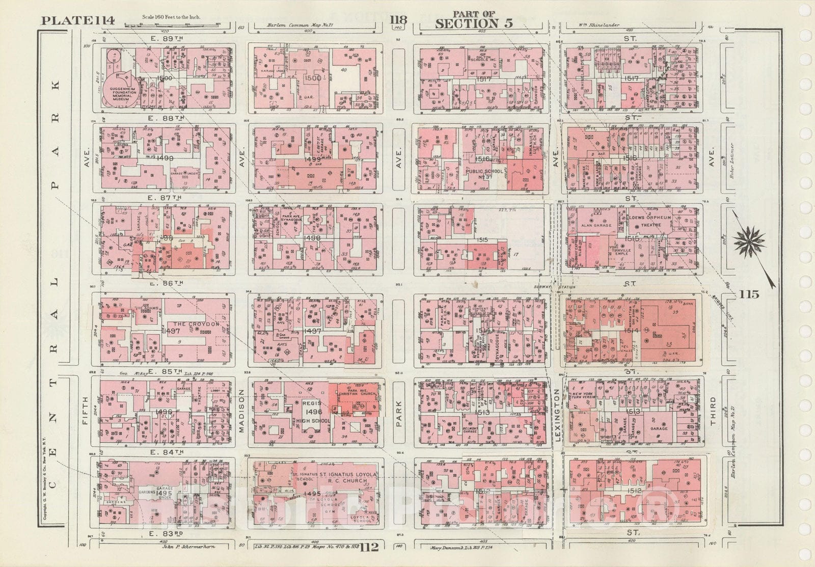 Historic Map : Manhattan Land Book 1955 - Updated Through Nov 7th, New York City 1975 Plate 114 , Vintage Wall Art