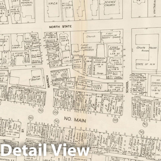 Historic Map : New England States Ed., Concord 1946 , Nirenstein's National Preferred Real Estate Locations of Business Properties , Vintage Wall Art