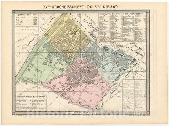 Historic Map : Europe, Paris 1860 15th Arrondissement , Vintage Wall Art