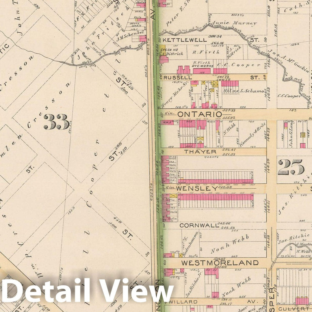 Historic Map : Atlas City of Philadelphia Volume 9 25th and 33rd Wards, Philadelphia 1891 Plate 022 , Vintage Wall Art