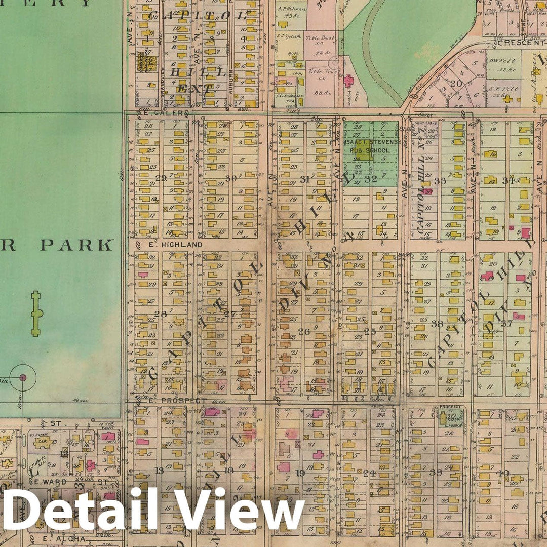 Historic Map : Real Estate Atlas of Surveys of Seattle, Seattle 1912 Plate 011 , Vintage Wall Art