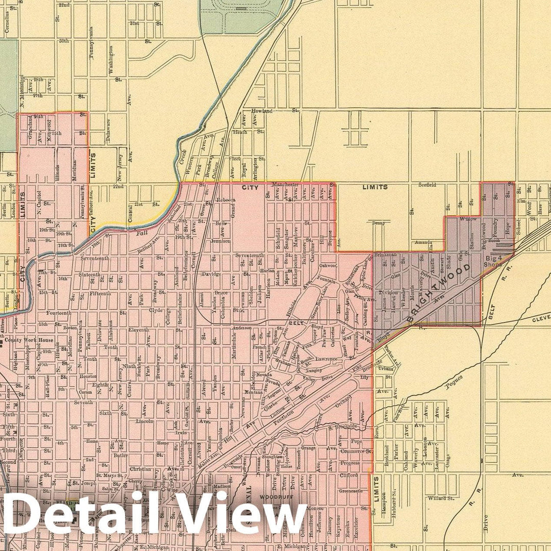 Historic Map : Indianapolis 1902 , Rand McNally Business Atlas , Vintage Wall Art