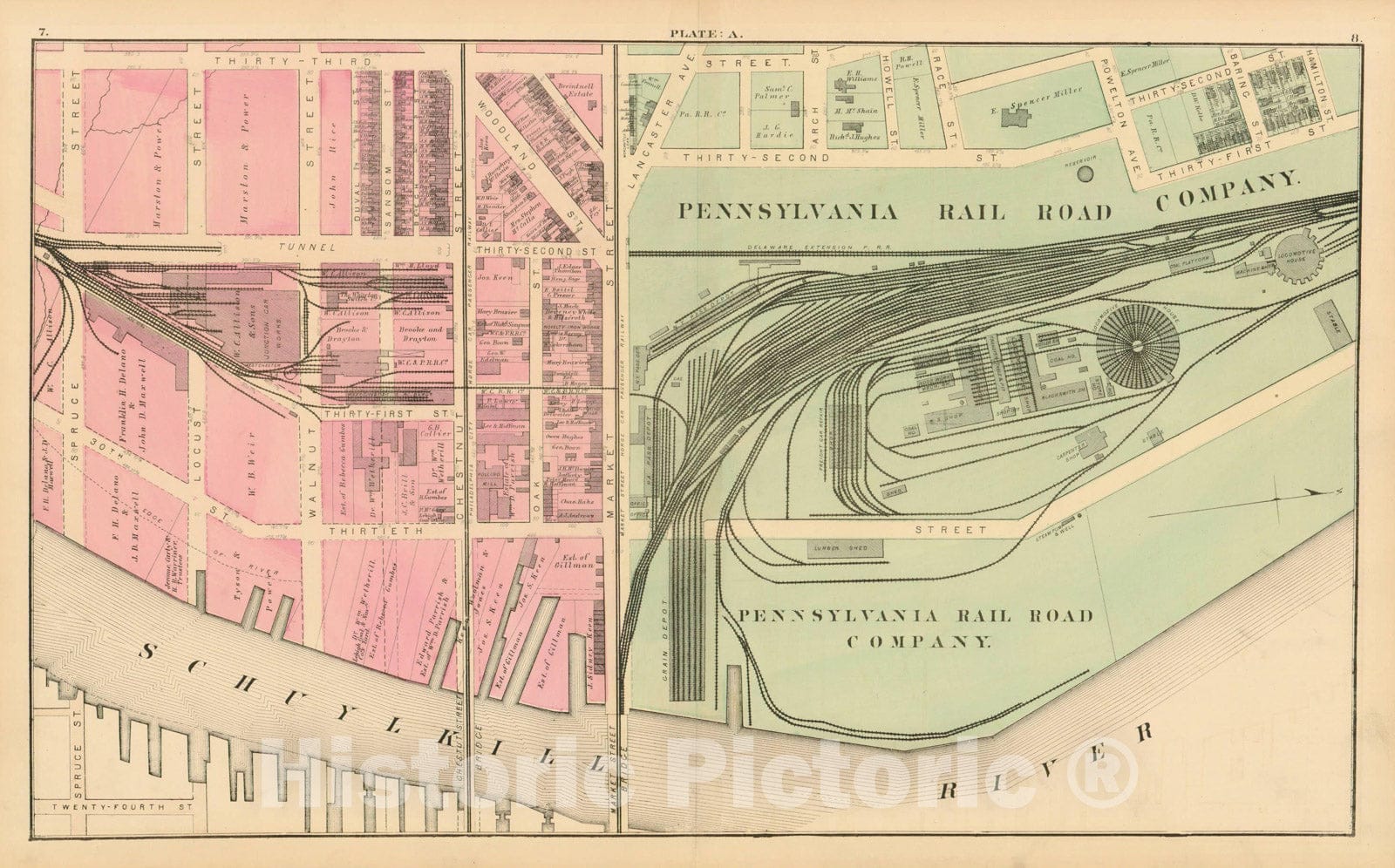 Historic Map : Atlas of West Philadelphia including the 24th & 27th Wards of the City of Philadelphia, West Philadelphia 1872 Plate A , Vintage Wall Art