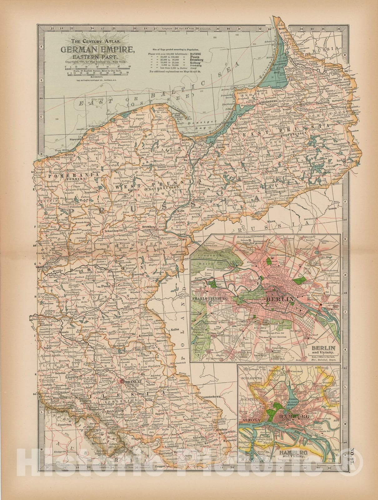 Historic Map : Germany 1897 , The Century Atlas World , Vintage Wall Art