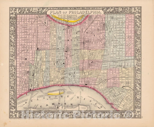 Historic Map : Philadelphia 1864 , New General (World) Atlas , Vintage Wall Art