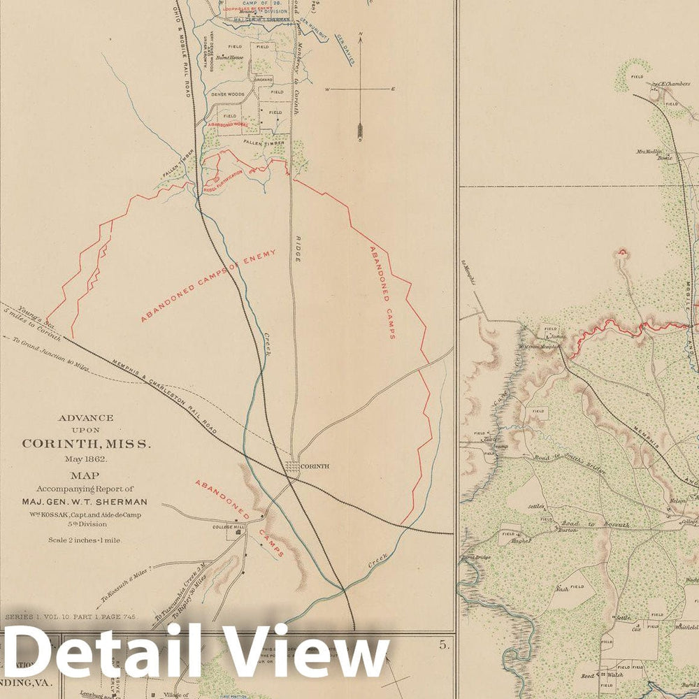 Historic Map : Civil War Atlas of the Union and Confederate Armies, Battles in MI, TN & VA 1895 , Vintage Wall Art