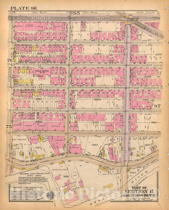 Historic Map : Borough of The Bronx, Sections 9-13, The Bronx 1928 Plate 096 , Vintage Wall Art