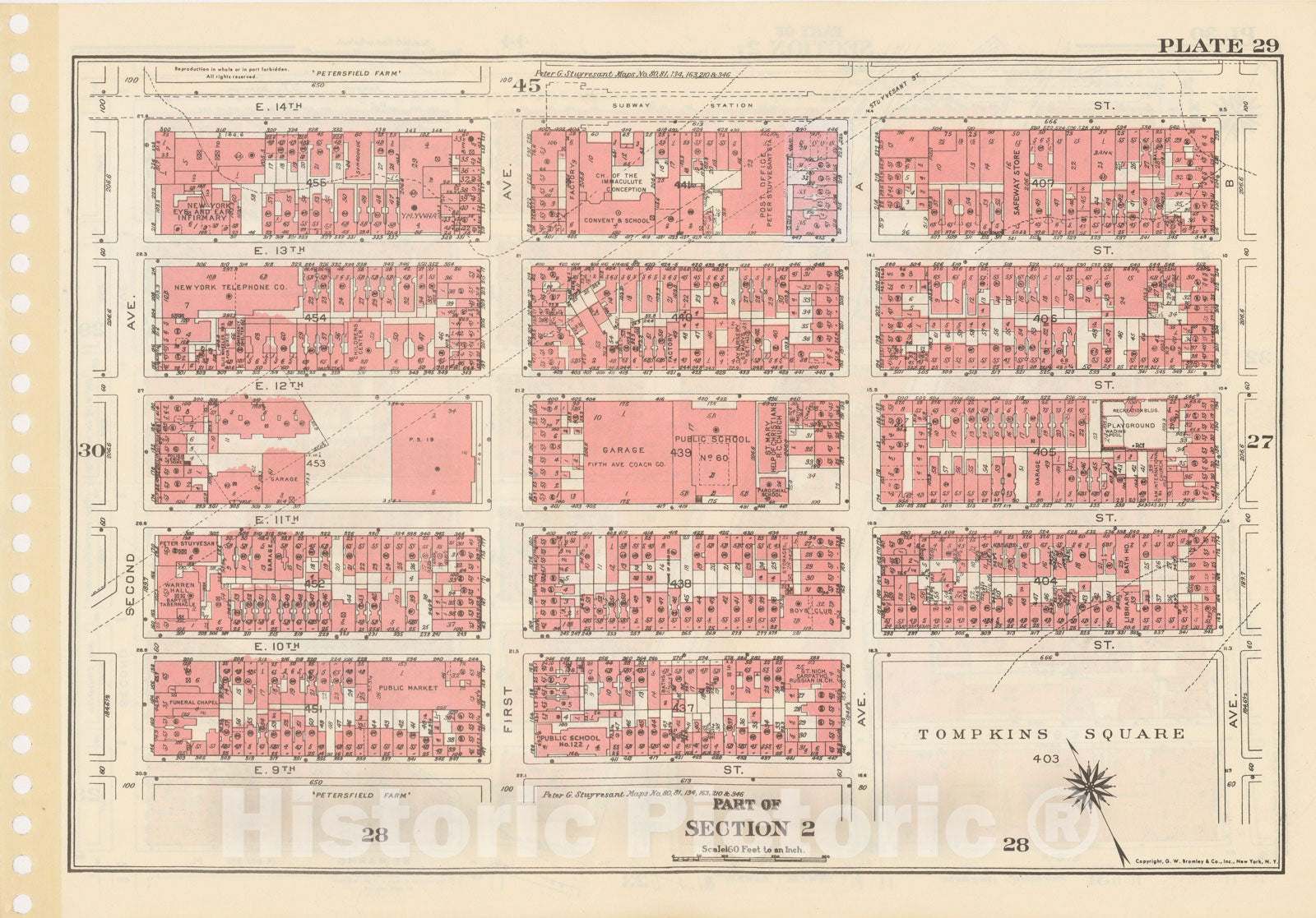 Historic Map : Manhattan Land Book 1955 - Updated Through Nov 7th, New York City 1975 Plate 029 , Vintage Wall Art