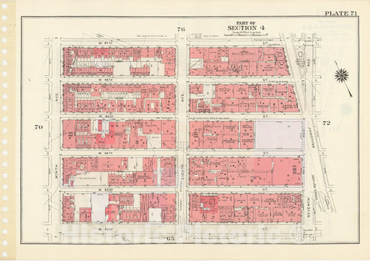 Historic Map : Manhattan Land Book 1955 - Updated Through Nov 7th, New York City 1975 Plate 071 , Vintage Wall Art