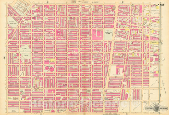 Historic Map : Baist's Property Atlas of Philadelphia, Philadelphia 1895 Plate 002 , Vintage Wall Art