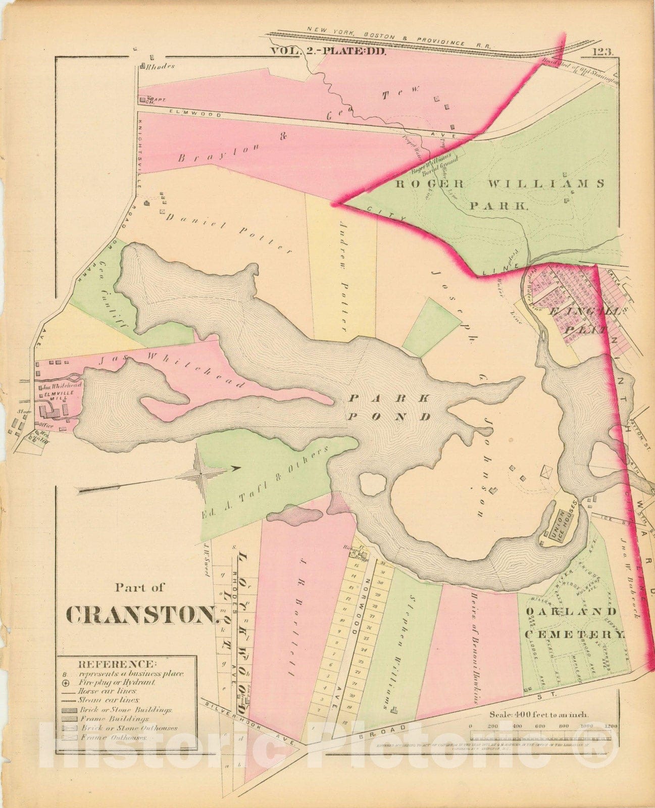 Historic Map : City Atlas of Providence Rhode Island by Wards, Volume II, Cranston & Providence 1875 Plate DD , Vintage Wall Art